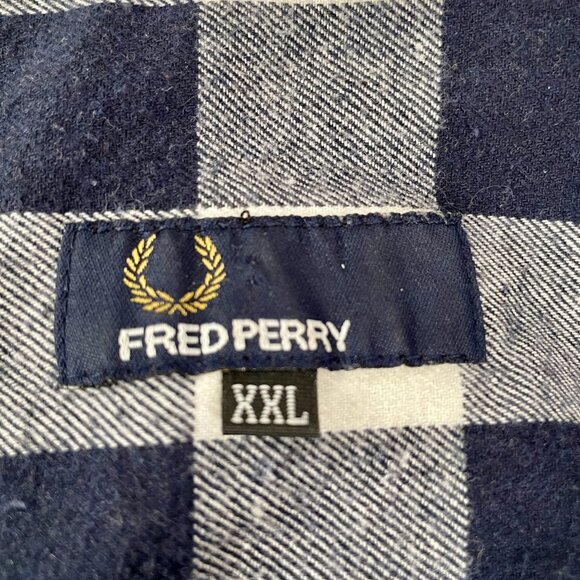 Fred Perry Large Check Long Sleeved Gingham Shirt, Navy/White, Size XL - Picture 7 of 7
